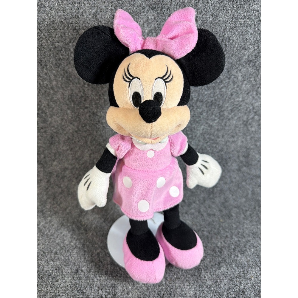 Disney Minnie Mouse Plush Pink Polka Dot Dress Stuffed Animal Just Play 10 inch
